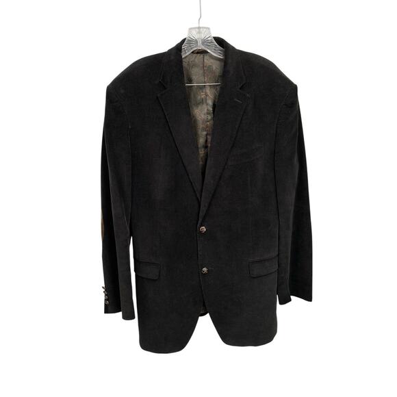 Lauren Ralph Lauren Corduroy Blazer Sport Coat Jacket Elbow Patch Black Size 44L